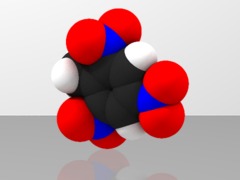 Space-filling molecular model of TNT