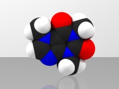 Space-filling molecular model of Caffeine