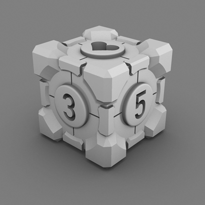 Portal Companion Cube DICE (Hollow Heart Numbers)